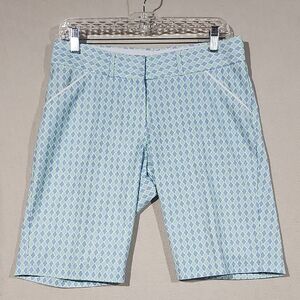 Peter Millar Wicking Women's Blue & Green Pattern Golf Bermuda Athletic Shorts 6